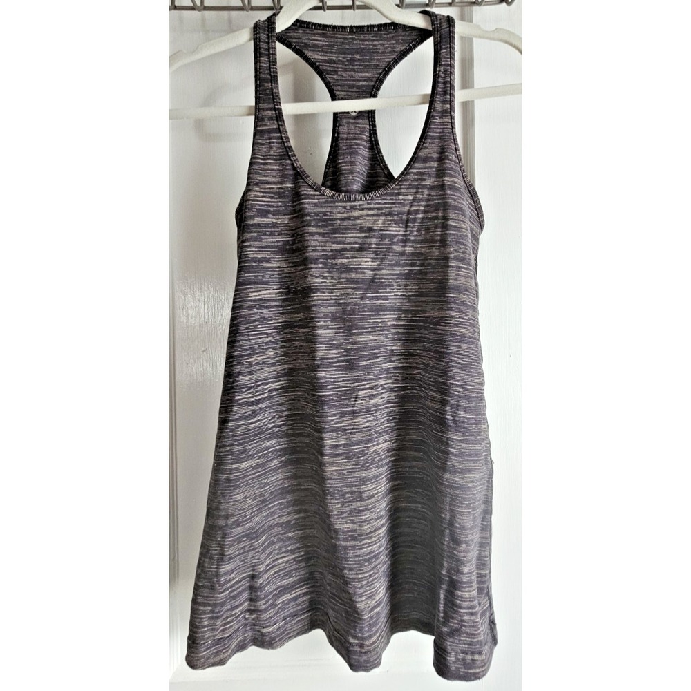 Lululemon cool racerback‎ tank top wee are from space black cashew Sz 8 striped